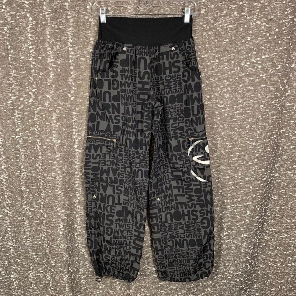 ZUMBA Fitness Shout-Out Dance Cargo Parachute Pants Convertibile Capri Women's M